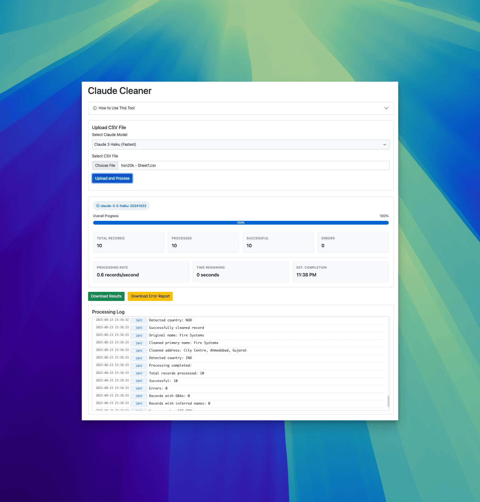 Claude Cleaner screenshot
